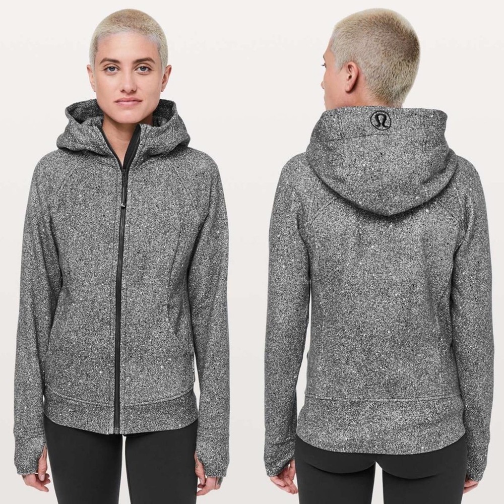 Lululemon Grey Splatter Scuba Full Zip Hoodie Sweater Size 8